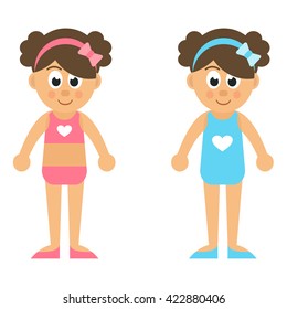 Cartoon Girl Swimsuit Set Stock Vector (Royalty Free) 422880406 ...