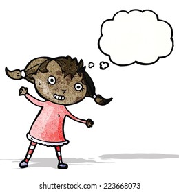 cartoon girl with thought bubble