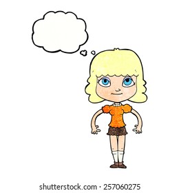 cartoon girl with thought bubble
