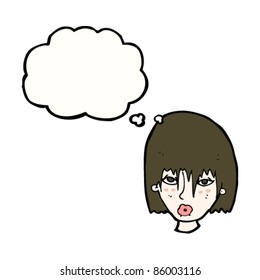 niña de dibujos animados con burbuja de pensamientos