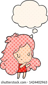 niña de dibujos animados con burbuja de ideas al estilo de un libro de historietas