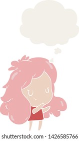 cartoon girl with thought bubble in retro style