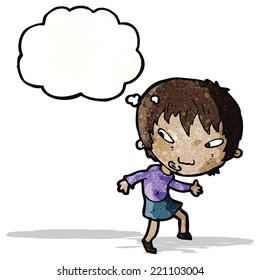 cartoon girl tiptoeing