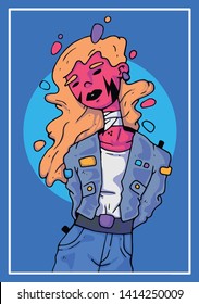 cartoon girl in trendy style. Vector creative illustration.