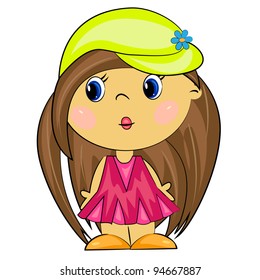 cartoon girl. vetor brunette kid