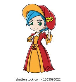 cartoon girl wearing an england costume