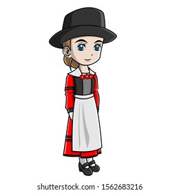 cartoon girl wearing a German costume