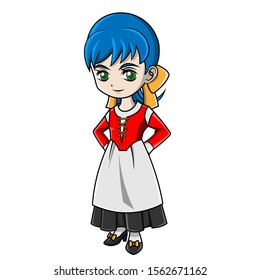 cartoon girl wearing an Italian costume