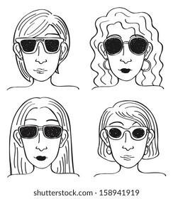 Cartoon girl wearing sunglasses