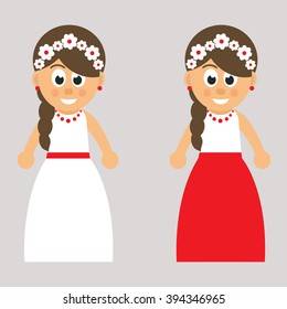 cartoon girl in white and red skirt vector