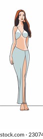 A cartoon Girl, woman. flat cartoon character, stylish girl, fashion girl isolated in white background. 2d ouline style girl character. vector illustration.