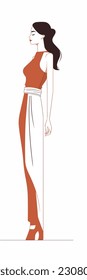 A cartoon Girl, woman. flat cartoon character, stylish girl, fashion girl isolated in white background. 2d ouline style girl character. vector illustration.