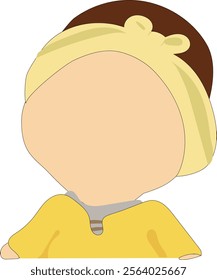 a cartoon girl with a yellow dress and a headband