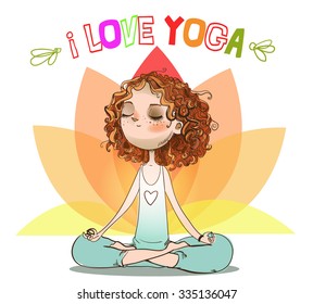 Cartoon Girl In Yoga Pose