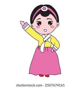 cartoon girls outfit hanbok korean traditional