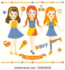 Cartoon Girls Vector Design Illustration