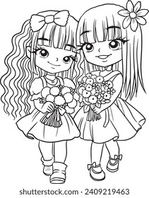 cartoon girls vector illustration beauty drawing cute character
