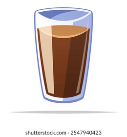 Cartoon glass of chocolate milk vector isolated illustration