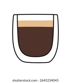 Copo de espresso de café. Ilustração plana vetorial. Fundo branco.