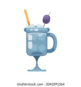 Cartoon glass with ice cocktail on white background vector illustration