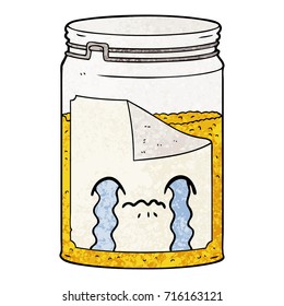 cartoon glass jar crying