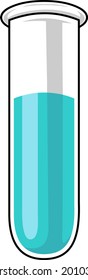 Cartoon Glass Test Tube. Vector Hand Drawn Illustration Isolated On Transparent Background