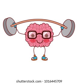 cartoon with glasses train the brain with calm expression in colorful silhouette with brown contour