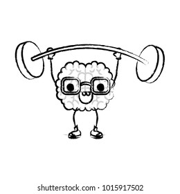 cartoon with glasses train the brain with happy expression in black blurred contour