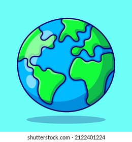 Cartoon Globe with colored hand drawn doodle style