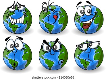 Cartoon Globe with emotions