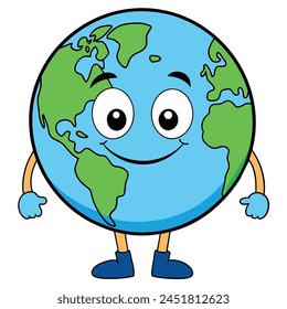 A cartoon of a globe with a face and a face that saysthe earth