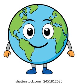 A cartoon of a globe with a face and a face that saysthe earth