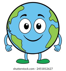 A cartoon of a globe with a face and a face that saysthe earth