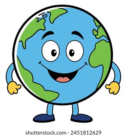 A cartoon of a globe with a face and a face that saysthe earth