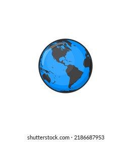 Cartoon globe vector icon on white background.  Icon for web design, apps, sticker, banner, poster, printing usage and part of logo. 