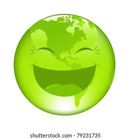 Cartoon Globus, Isolated On White Background, Vector Illustration