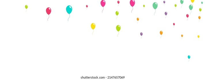 Cartoon Glossy Balloon Vector Panoramic White Background. Celebrate Ballon Pattern. Multicolor Jubilee Texture. Pink and Blue Design Baloon Cover.
