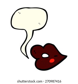 cartoon glossy lips with speech bubble