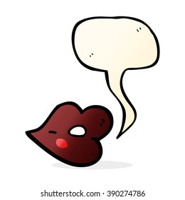 cartoon glossy lips with speech bubble