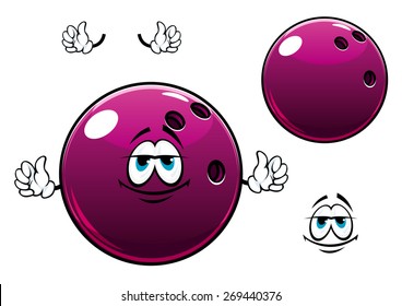 Cartoon glossy violet bowling ball with finger holes on one side suitable for sport ot leisure design design 