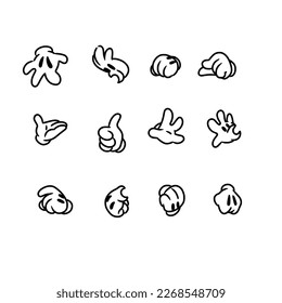 Cartoon glove hand with gesture