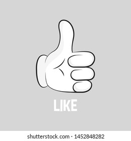 Cartoon gloved arms. Like sign, thumbs up. Vector illustration line icon.