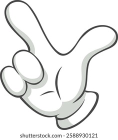 Cartoon gloved hand making a gesture with two fingers raised, possibly indicating the number two, victory, or peace, isolated on a white background
