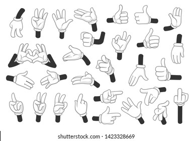 Cartoon gloved hands symbols vector illustration objects isolated on a white background