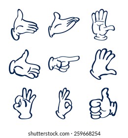 Cartoon gloved hands. Vector clip art illustration