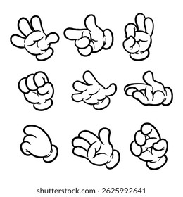 Cartoon Gloved Hands. Vector Clip Art Illustration