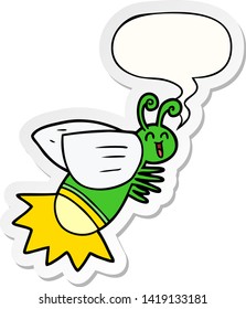 cartoon glow bug with speech bubble sticker