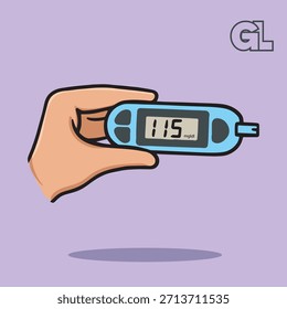 Cartoon Glucometer Sticker with Hand Holding Device