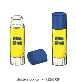 Cartoon Glue Stick Isolated On White. Vector Illustration. 