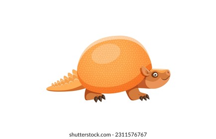 Caricatura Caricatura Gliftodon armadillo. Animales prehistóricos, criaturas paleontológicas o monstruo aislado vector lindo personage. Bestia herbivora herbivora de la era de los dinosaurios de Pleistoceno